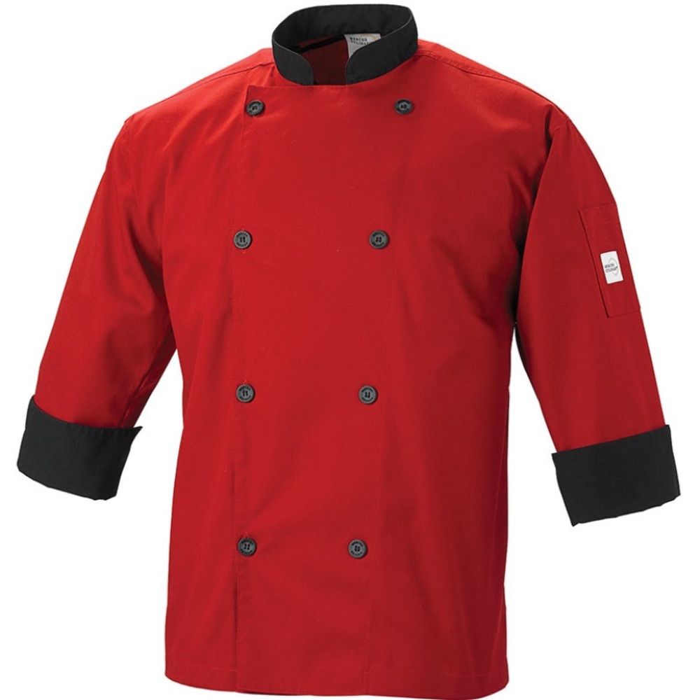 Mercer Culinary NWT Millennia Red & Black Cook Jacket Unisex Size Small Kitchen